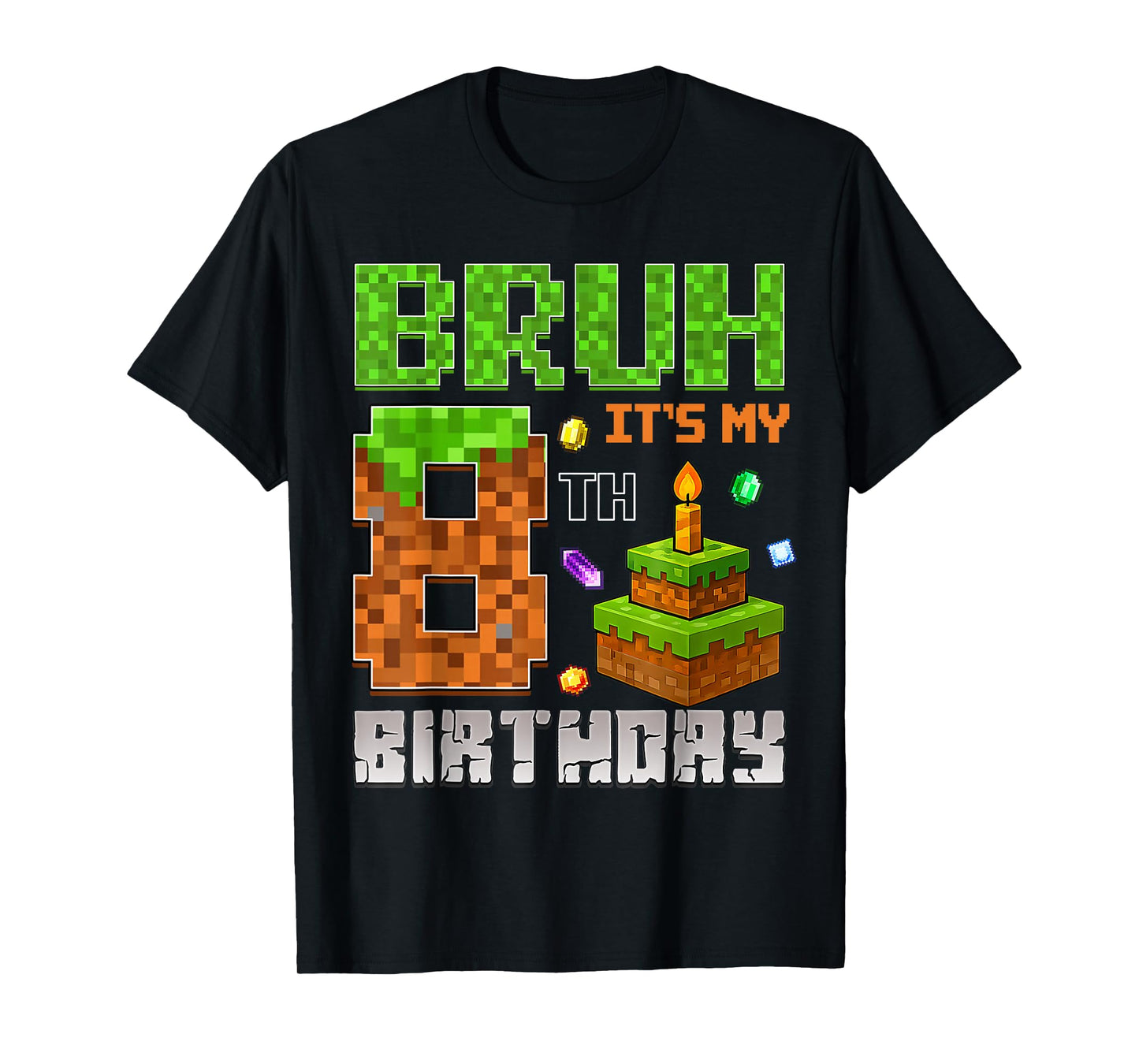 It's My 8th Birthday Game Pixel 8 Year Old Birthday Boy T-Shirt