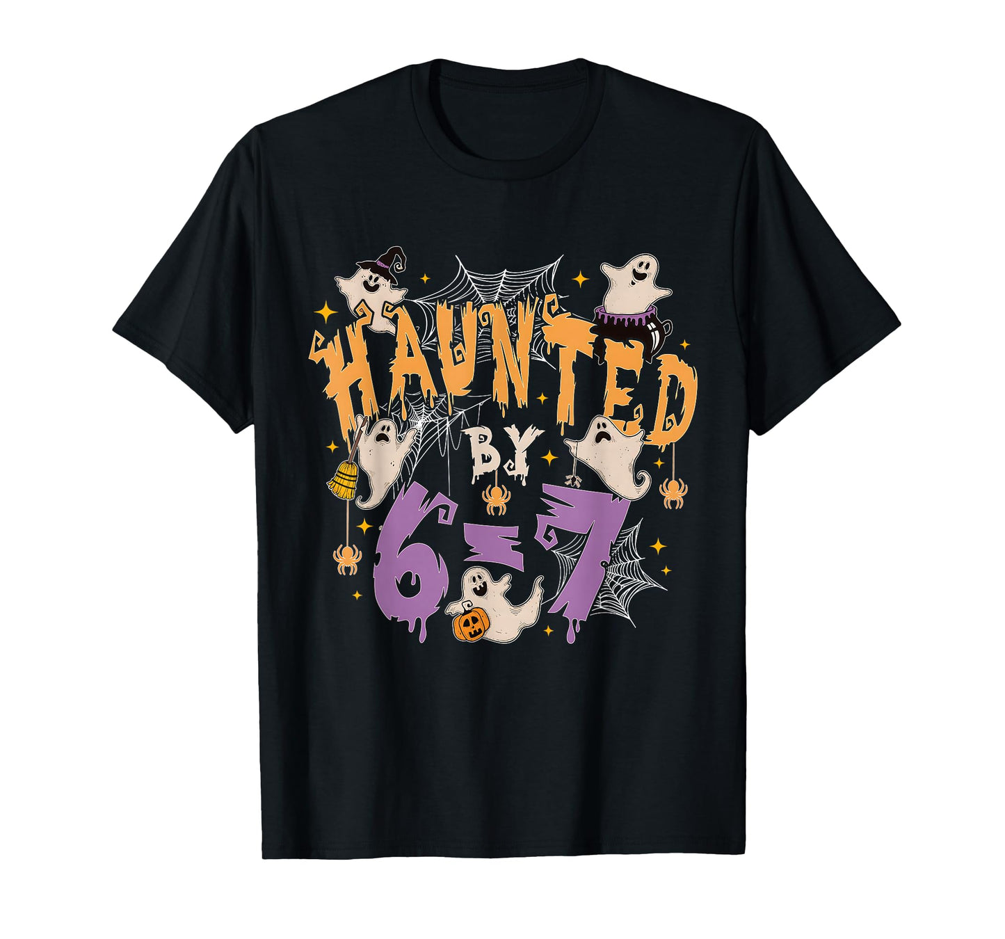 Haunted by 67 - Funny Ghost and Pumpkin Halloween Costume T-Shirt