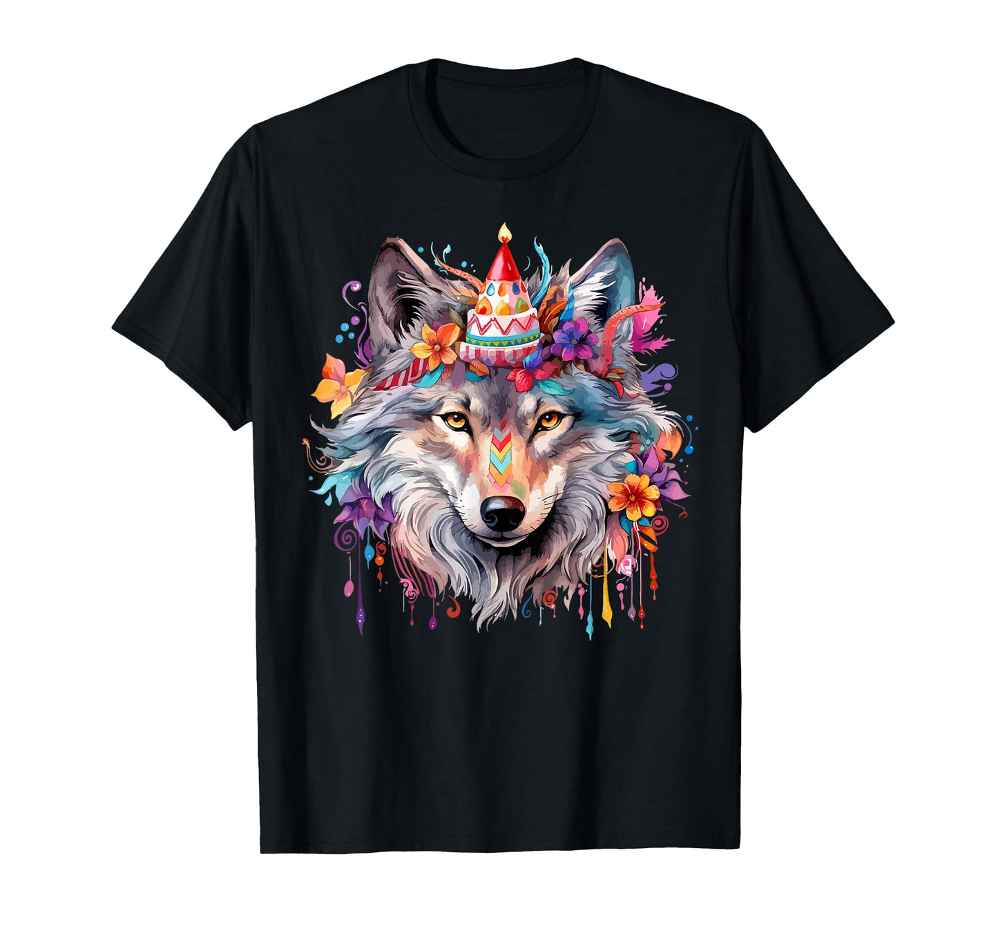 Birthday Wolf Portrait Party Wolves Lover Cute Girls Themed T-Shirt