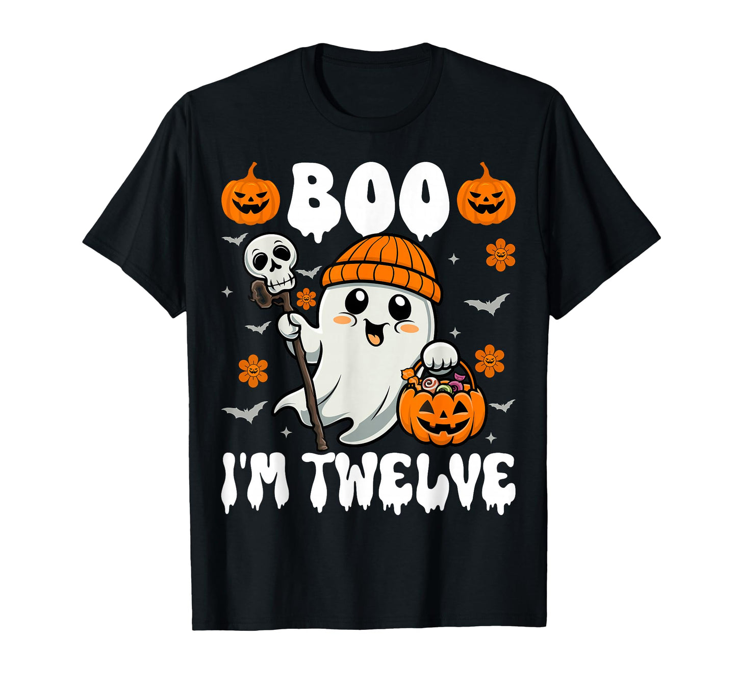Boo I’m Twelve Ghost Trick or Treat 12th Birthday Halloween T-Shirt
