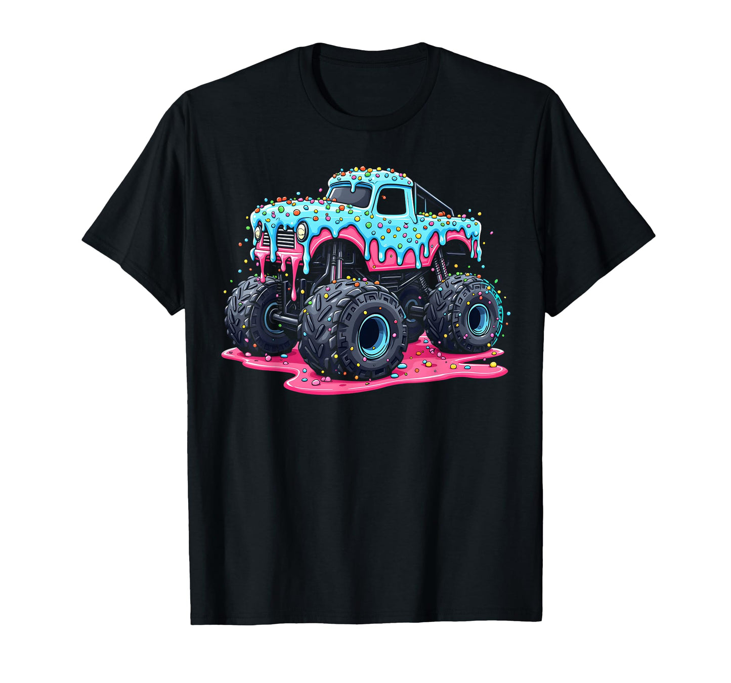 Ice Cream Drip Monster Truck Boys Cute Sprinkle Trucks T-Shirt