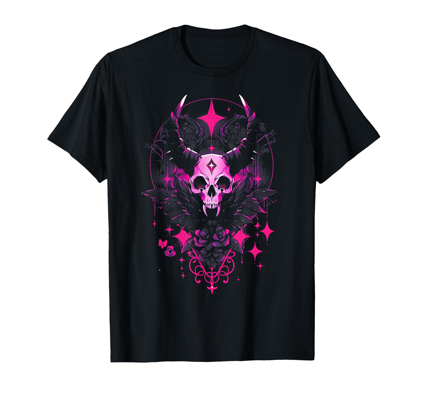 Pastel Goth Creepy Cute Yami Kawaii Spooky Gothic Skull T-Shirt