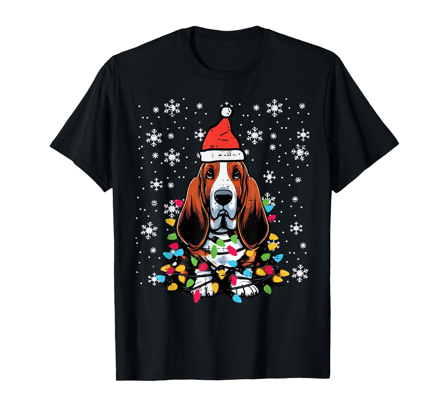 Christmas Basset Hound Cute Xmas Dog Owner Men Women Kids T-Shirt