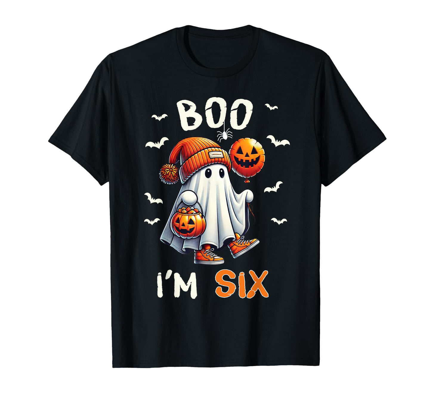 Boo I'm Six Ghost 6th Birthday Halloween Boy Kids Groovy T-Shirt