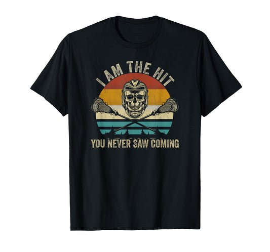 Lacrosse Skull Vintage Retro Lacrosse Stick Sun quote T-Shirt