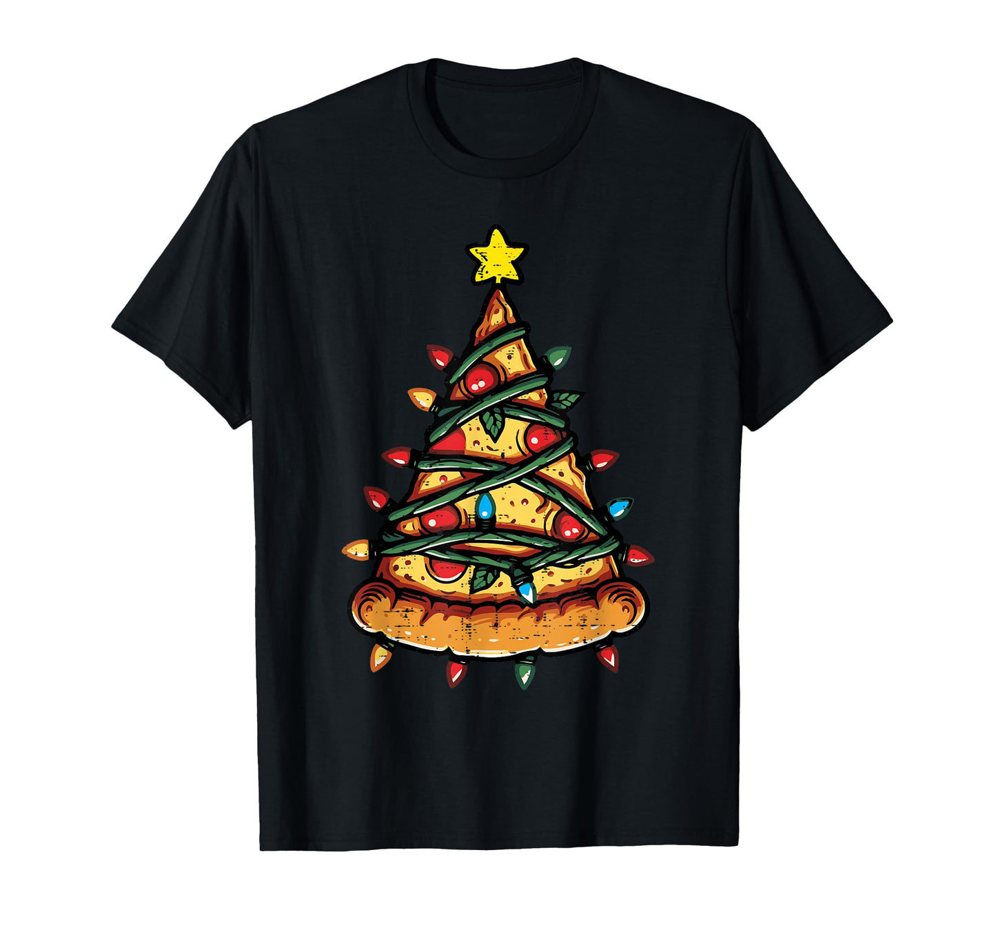 Christmas Pizza Xmas Tree Funny Xmas Food Men Women Kids T-Shirt