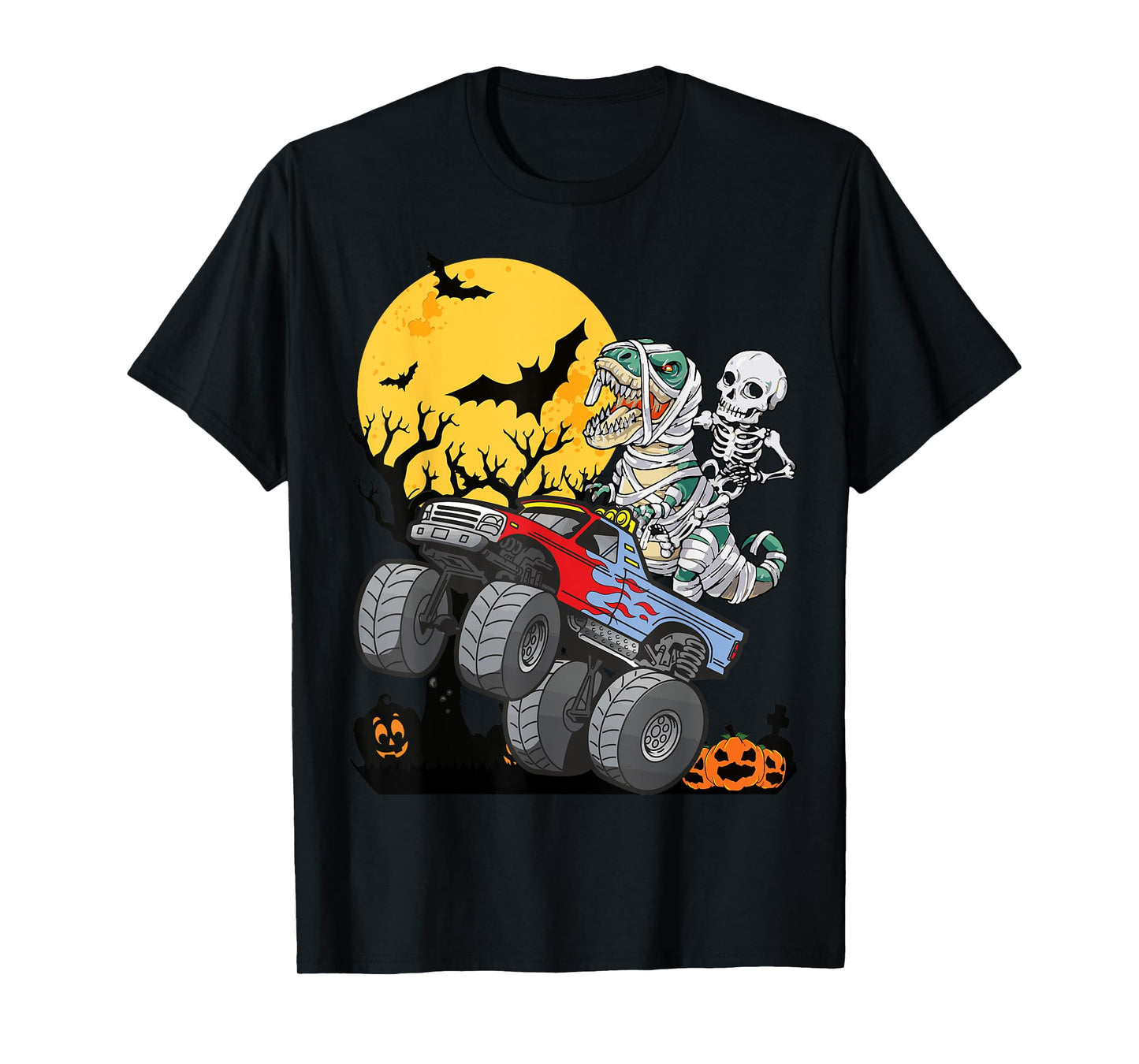 Boys Halloween Monster Truck Pumpkin Mummy Dinosaur T rex T-Shirt