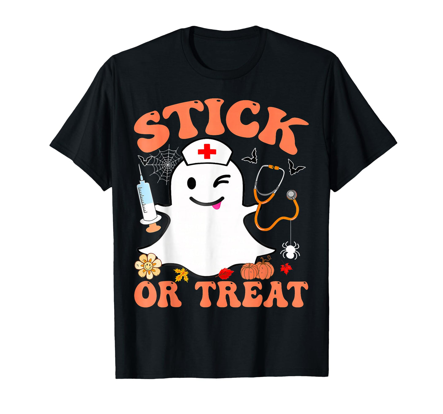 Stick or Treat Nurse Funny Halloween Costume T-Shirt