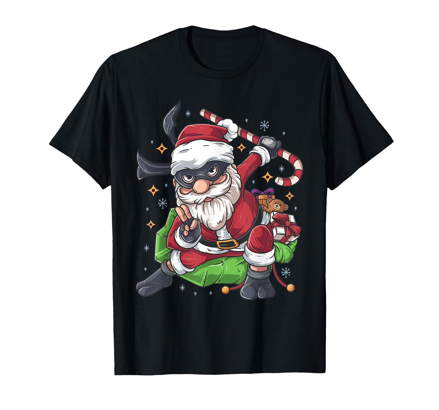 Ninja Santa Claus Candy Cane Funny Christmas Holiday T-Shirt