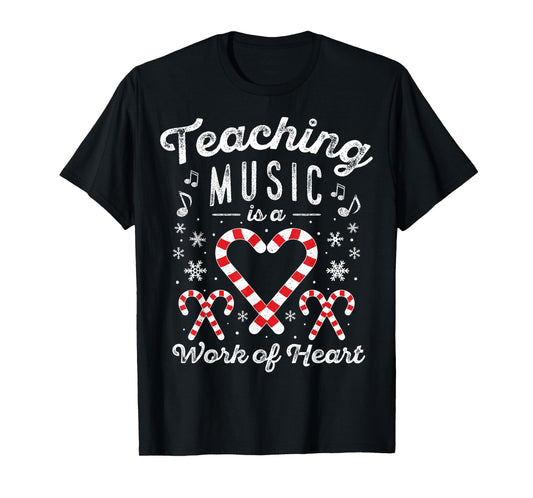 Christmas Candy Cane Work of Heart Choir Band Music Teacher T-Shirt