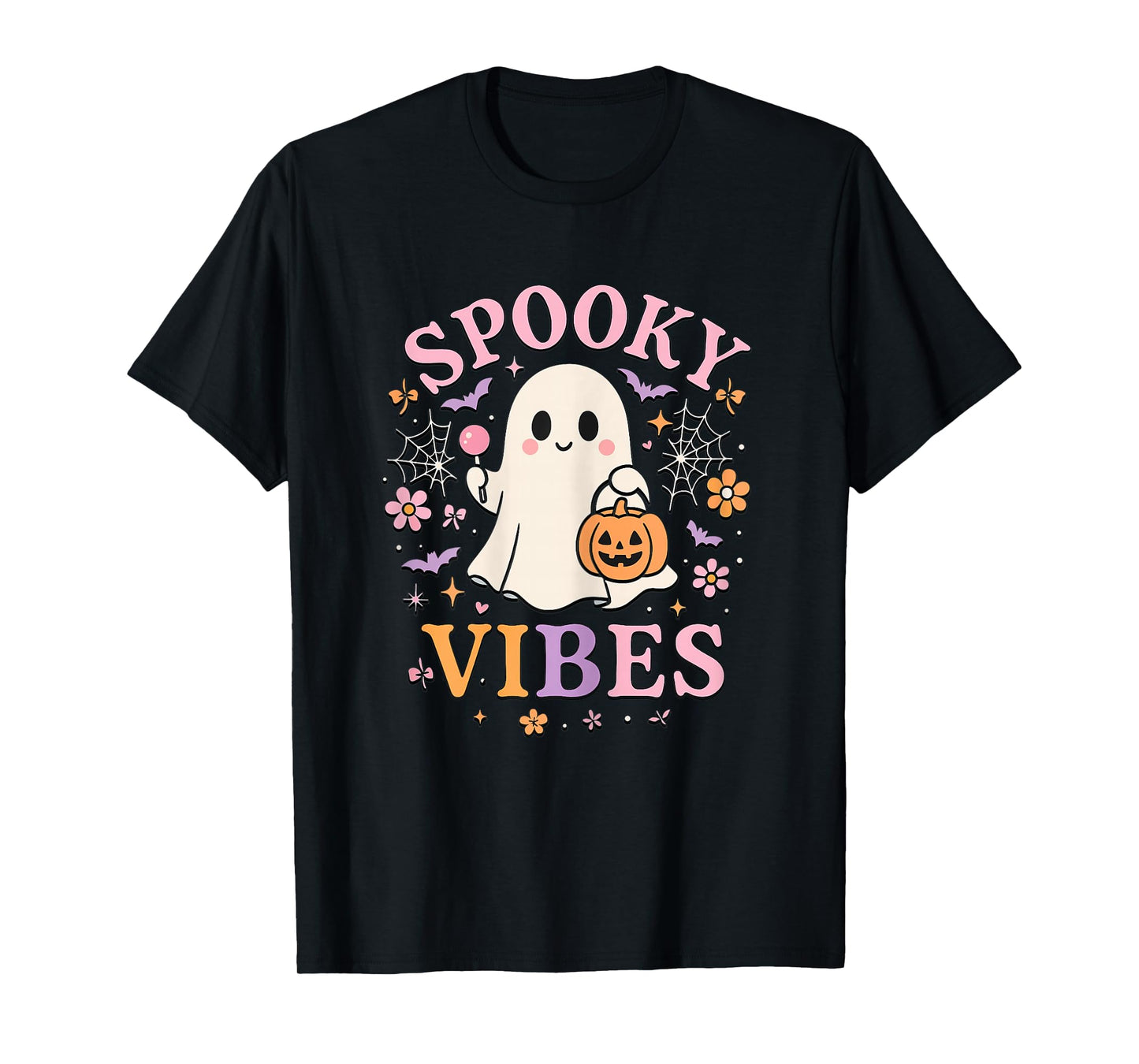 Spooky Vibes Cute Ghost Halloween for Girls Trick or Treat T-Shirt
