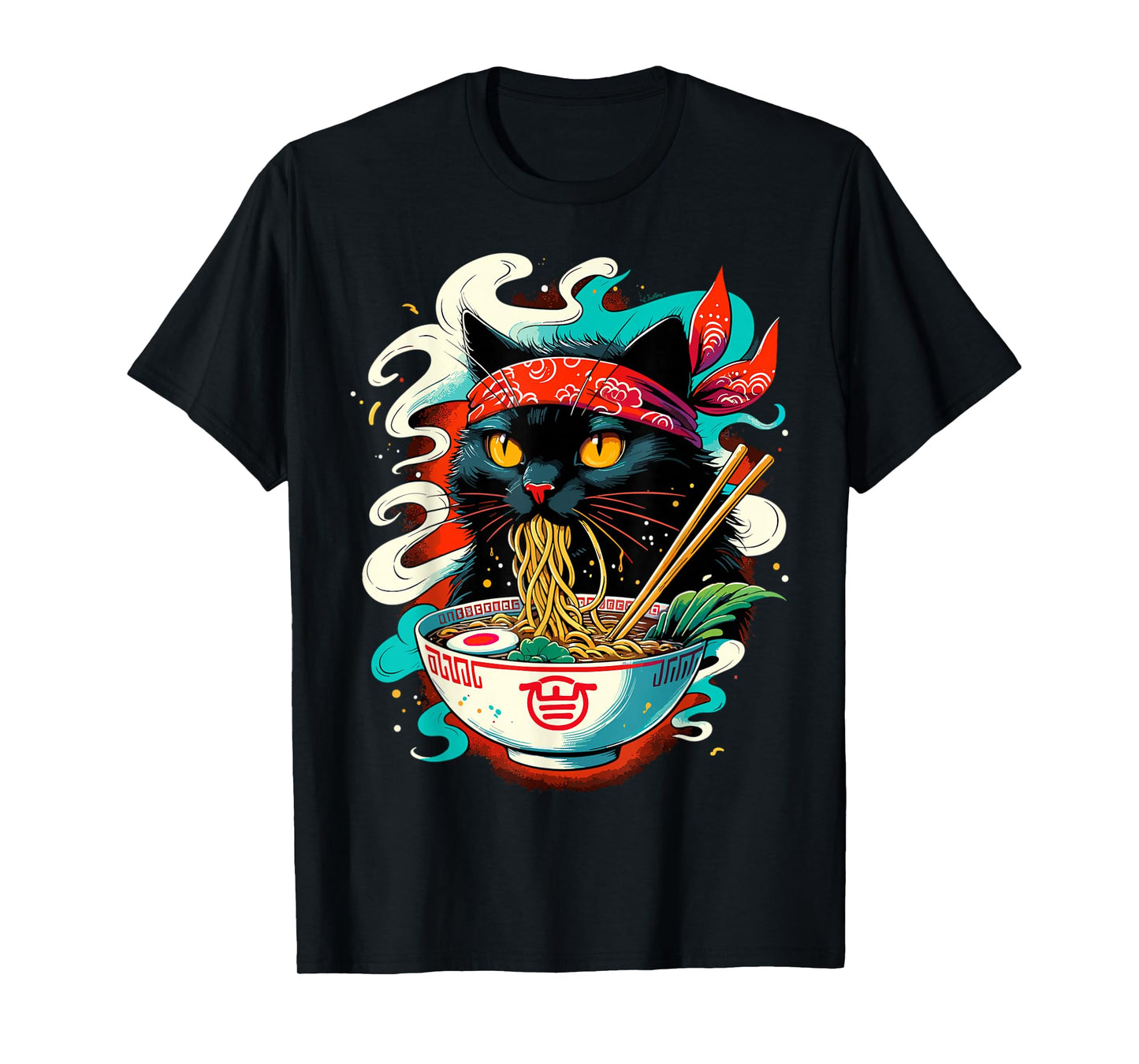 Cat Ramen Noodle Japanese Anime Kawaii Cat T-Shirt