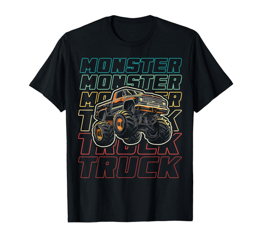 Monster Truck for Toddlers Kids Monster Truck Vintage Retro T-Shirt