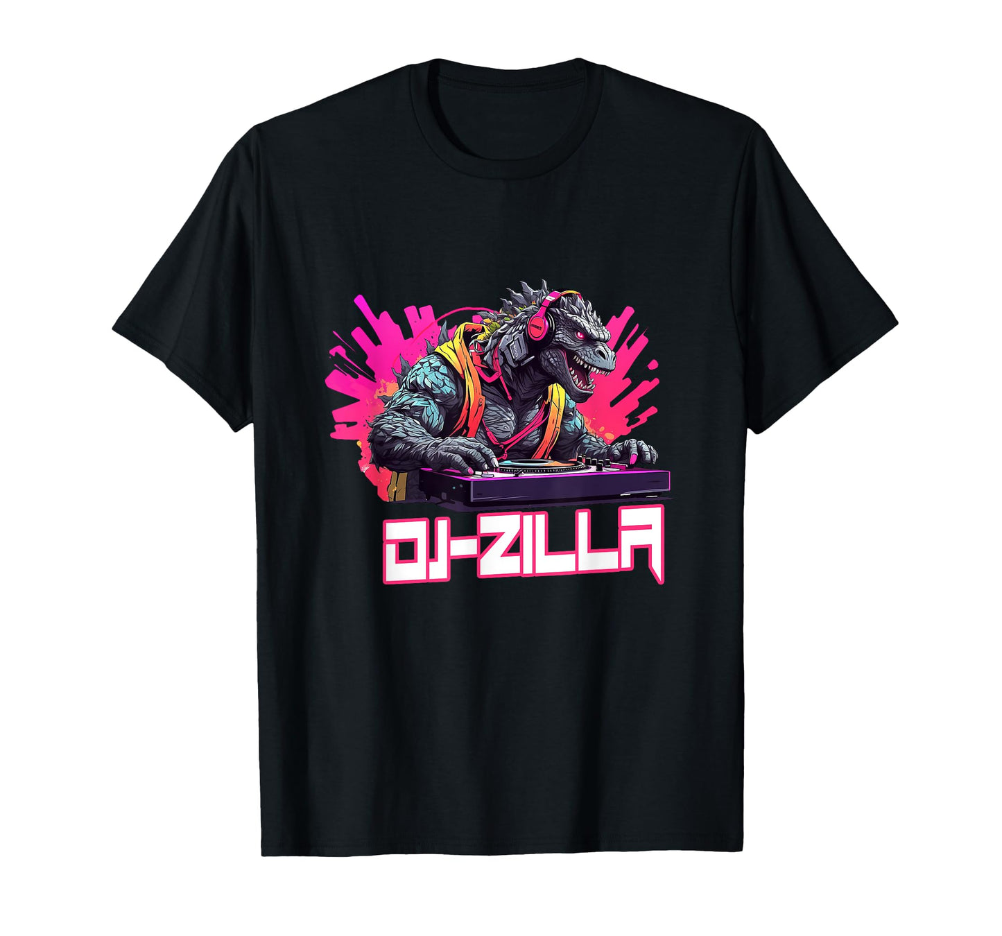 Japanese Monster Kaiju Dj-Zilla With Headphones Spinning T-Shirt
