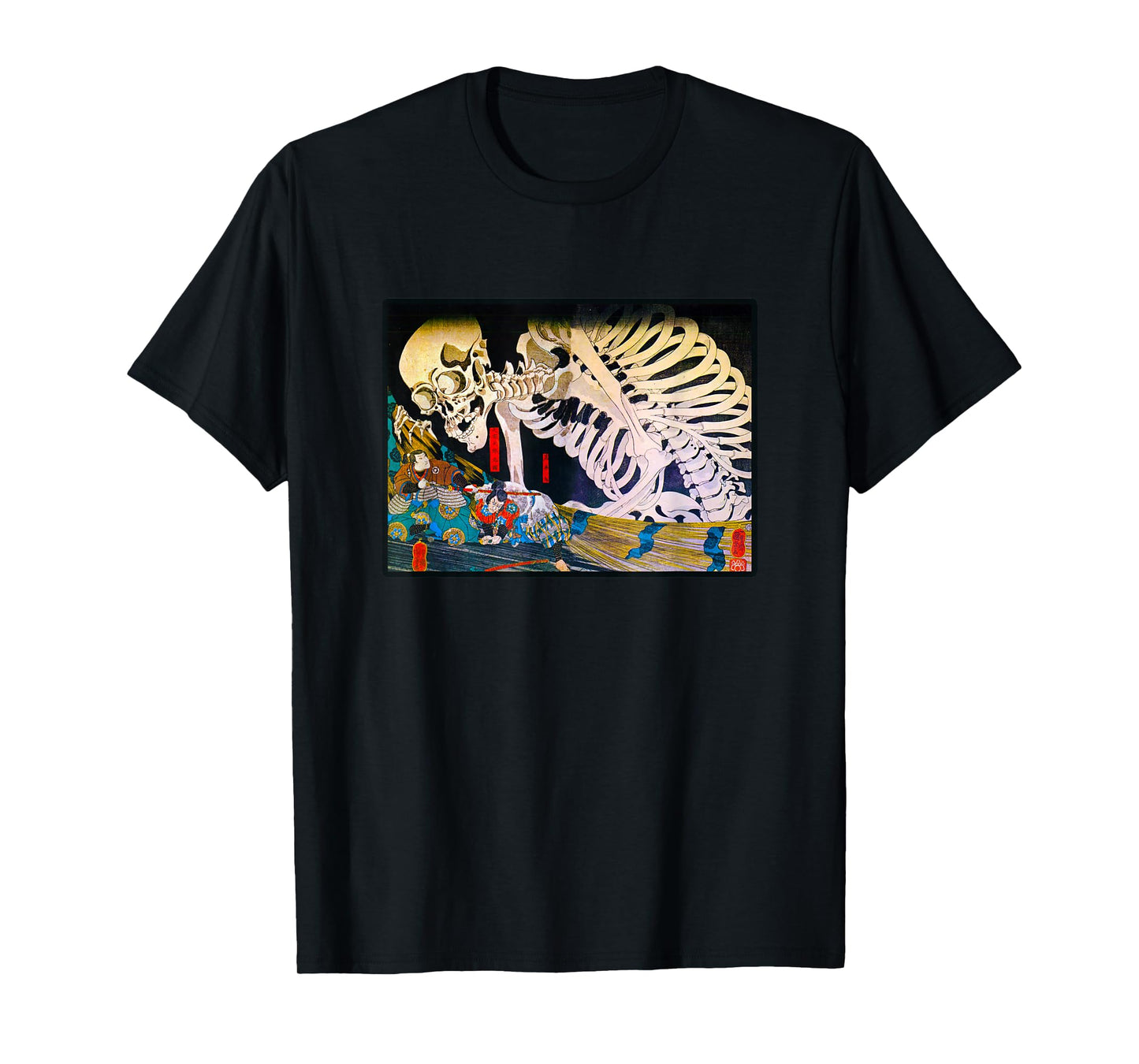 Vintage Art Prints Skeleton Ukiyo-e Japanese Woodblock Art T-Shirt
