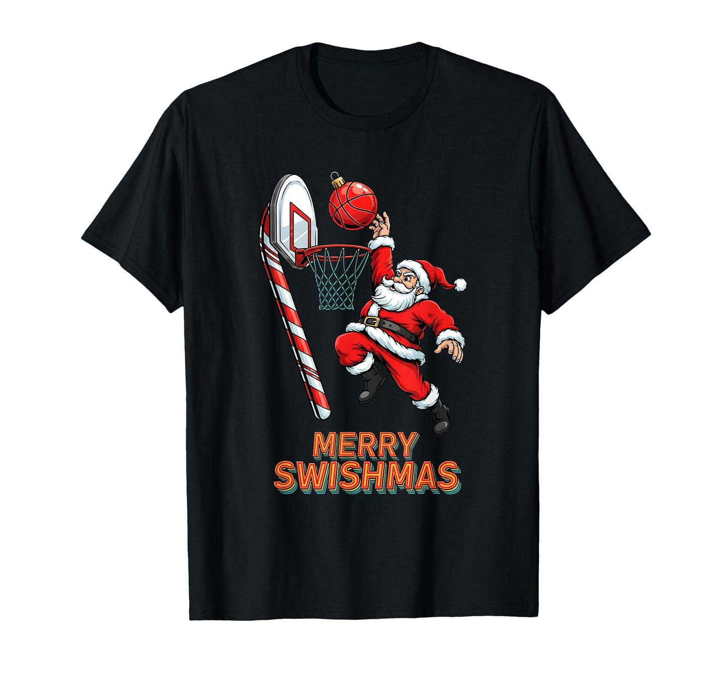 Santa Dunking Tshirt Merry Swishmas Basketball Christmas T-Shirt