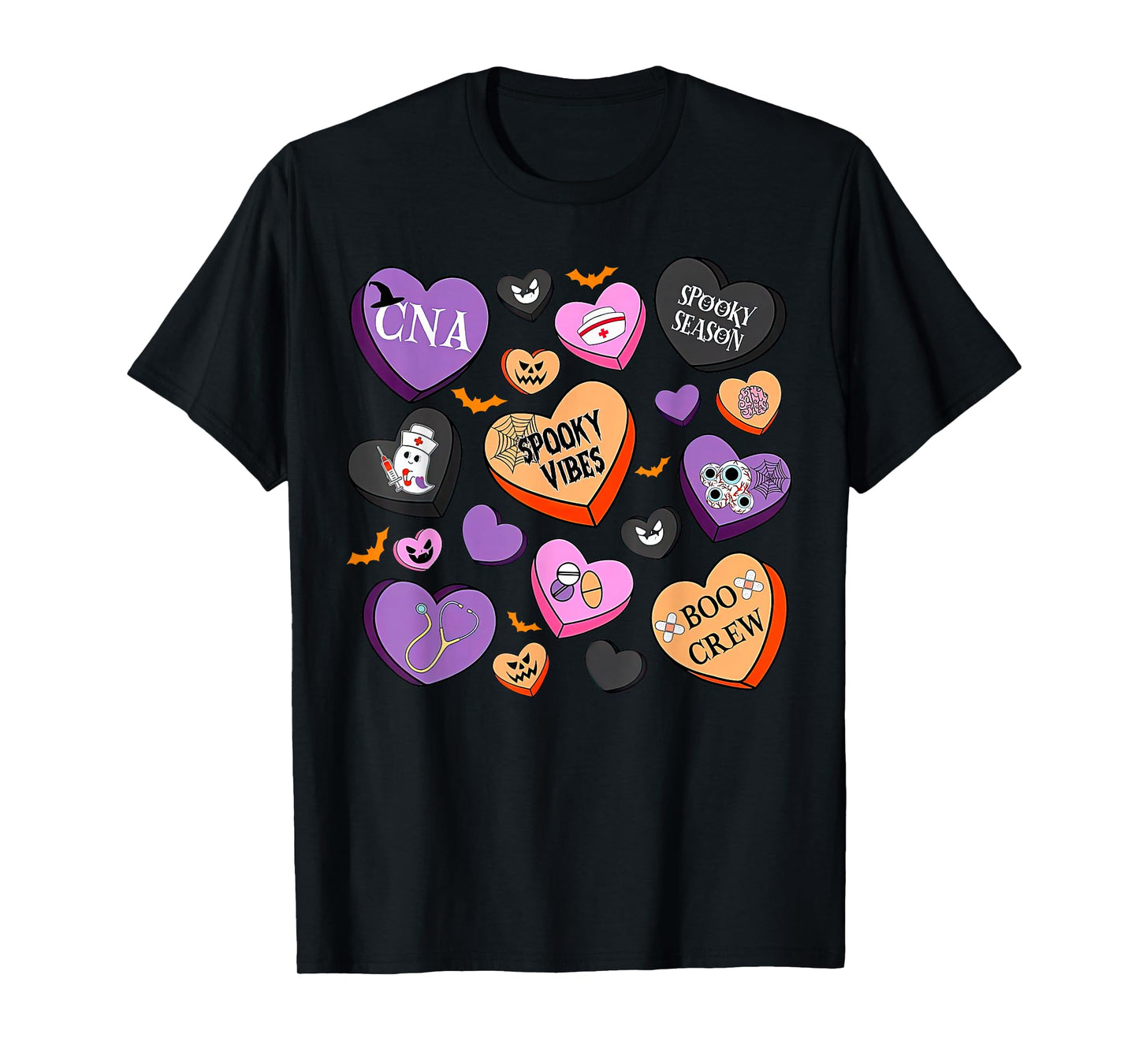 Halloween CNA Nurse Hearts Candy Certified Nursing Assistant T-Shirt