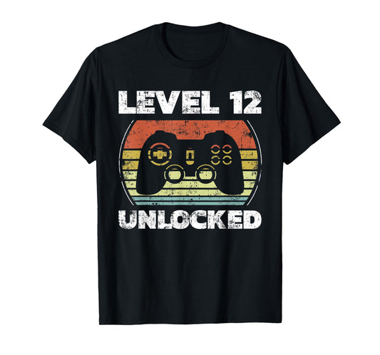 Level 12 Unlocked Funny Video Gamer 12th Birthday T-Shirt