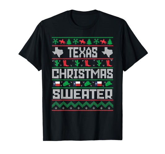 Texas Christmas Sweater Tacky Ugly Cowboy Texas Sweater T-Shirt