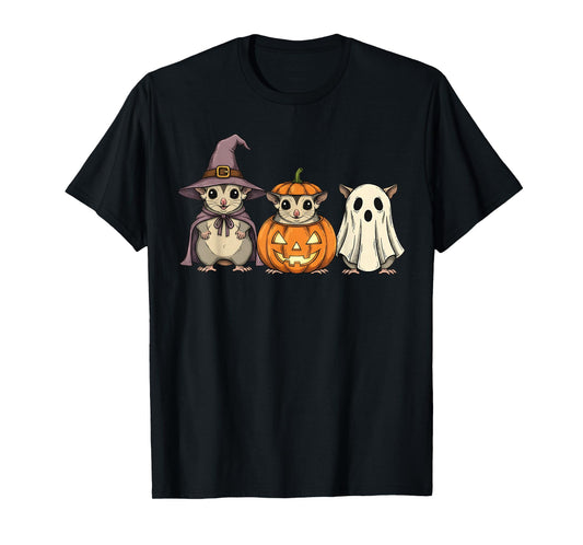 Spooky Ghost Sugar Glider Lover Pumpkin Halloween T-Shirt