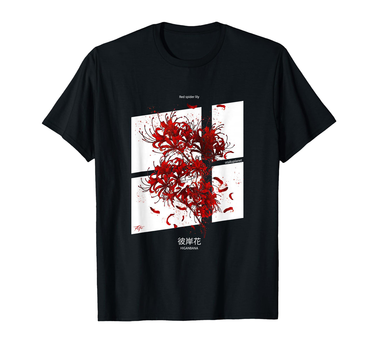 Higanbana or Red Spider Lily in Angular Grunge Anime T-Shirt