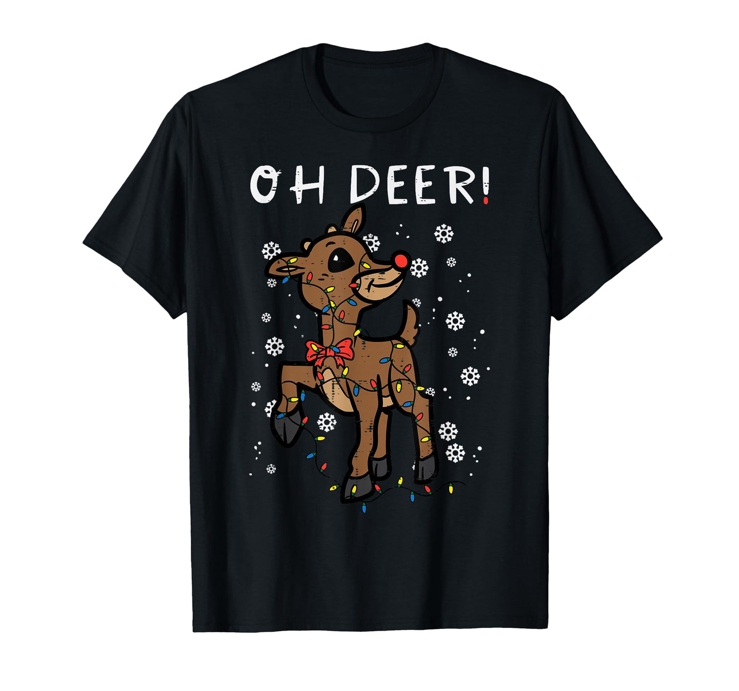 Christmas Reindeer Oh Deer Cute Xmas Boys Girls Kids Women T-Shirt