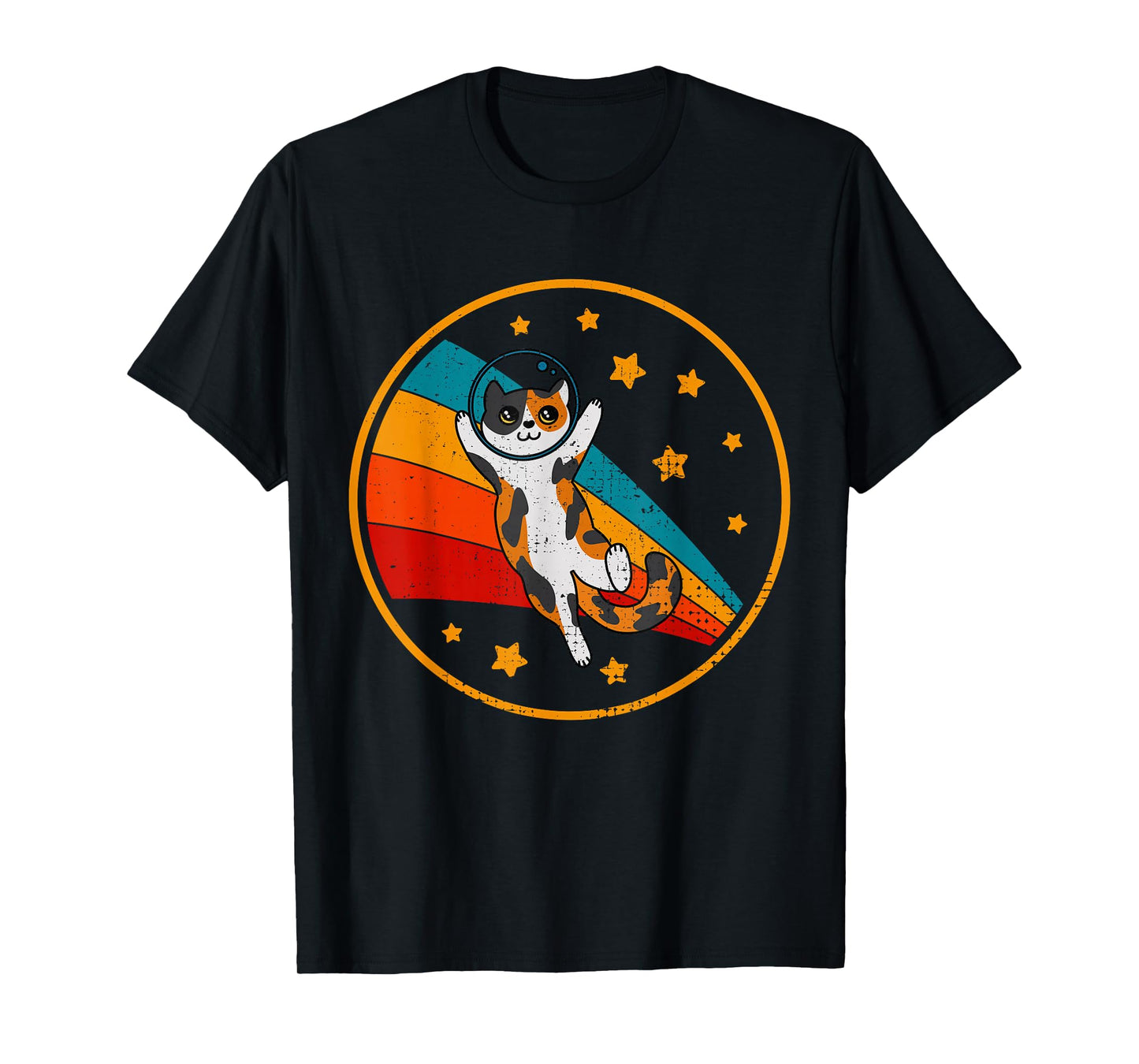 Cute Vintage Calico Cat Retro Space Cat T-Shirt