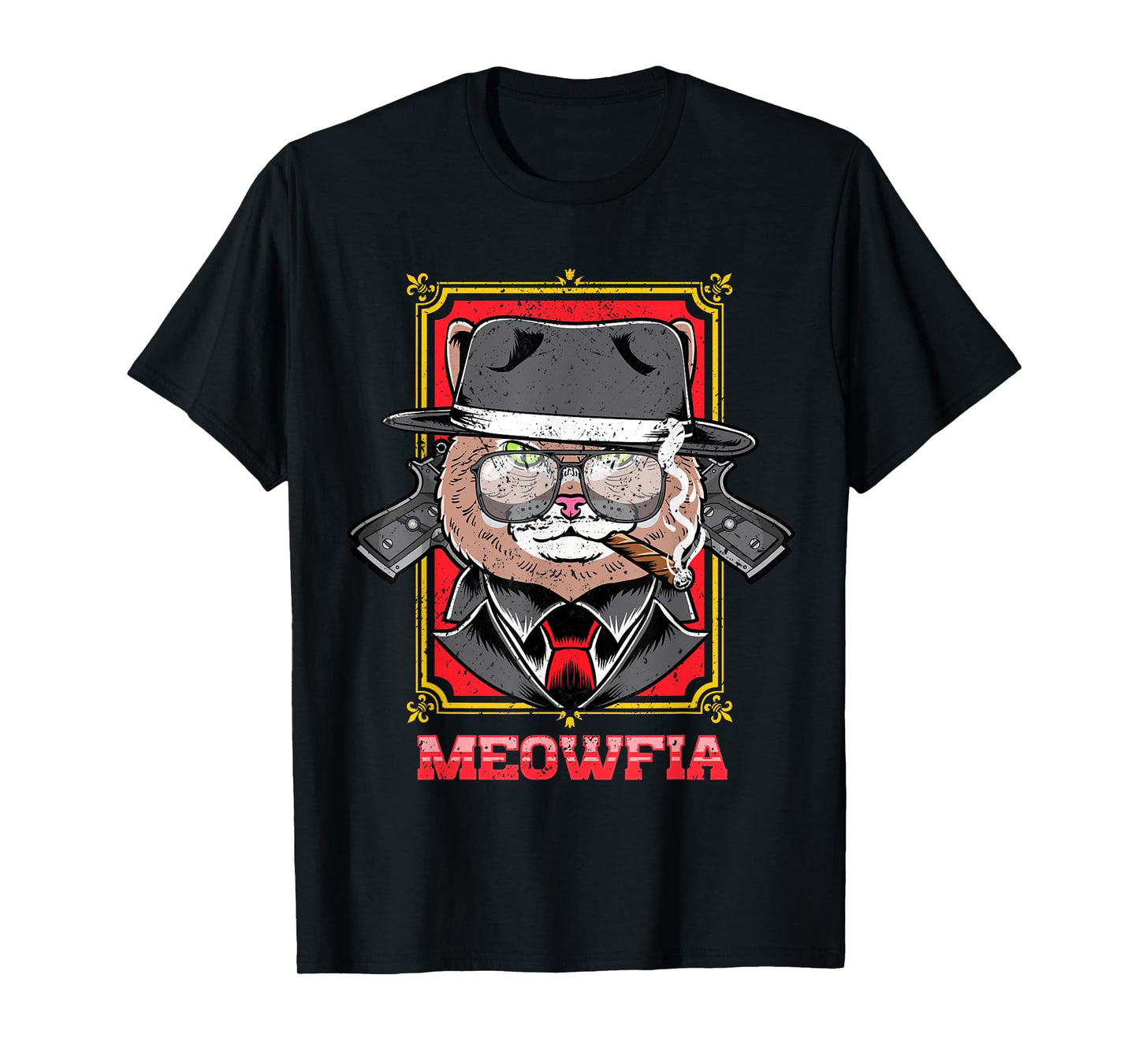 Meowfia Cat Mafia Boss Funny Kitty Art T-Shirt