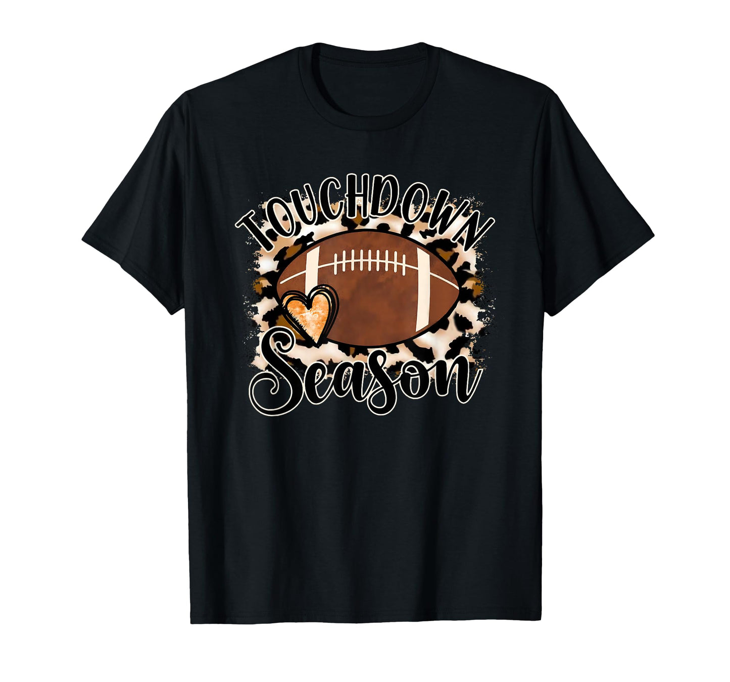 Retro Touchdown Season Leopard Game Day Football Mom Women T-Shirt