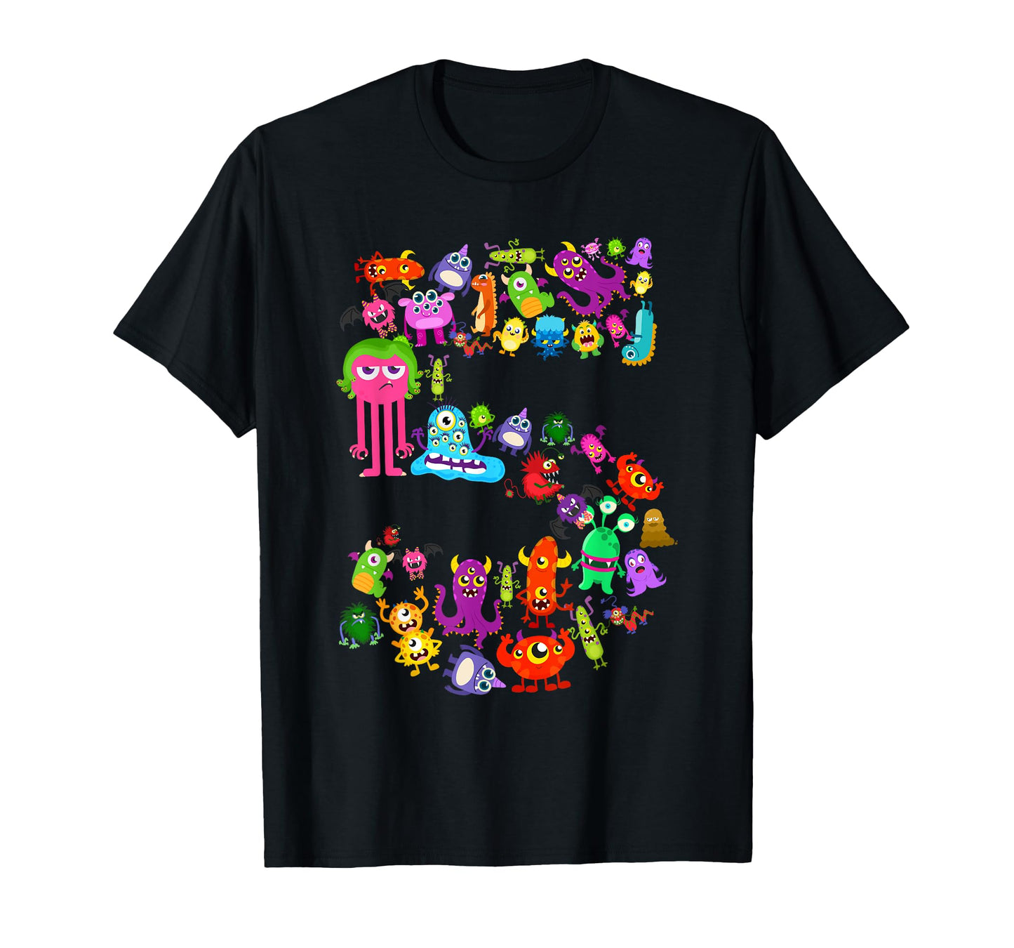 5th Birthday Party Monster Themed Number 5 Little Monster T-Shirt