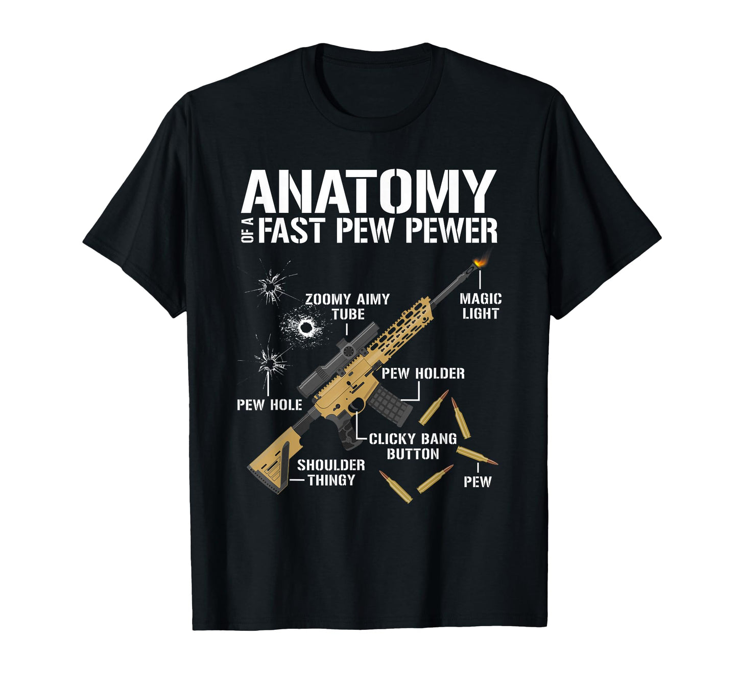 Anatomy Of A Pew Pewer Funny Graphic for Gun Owners T-Shirt