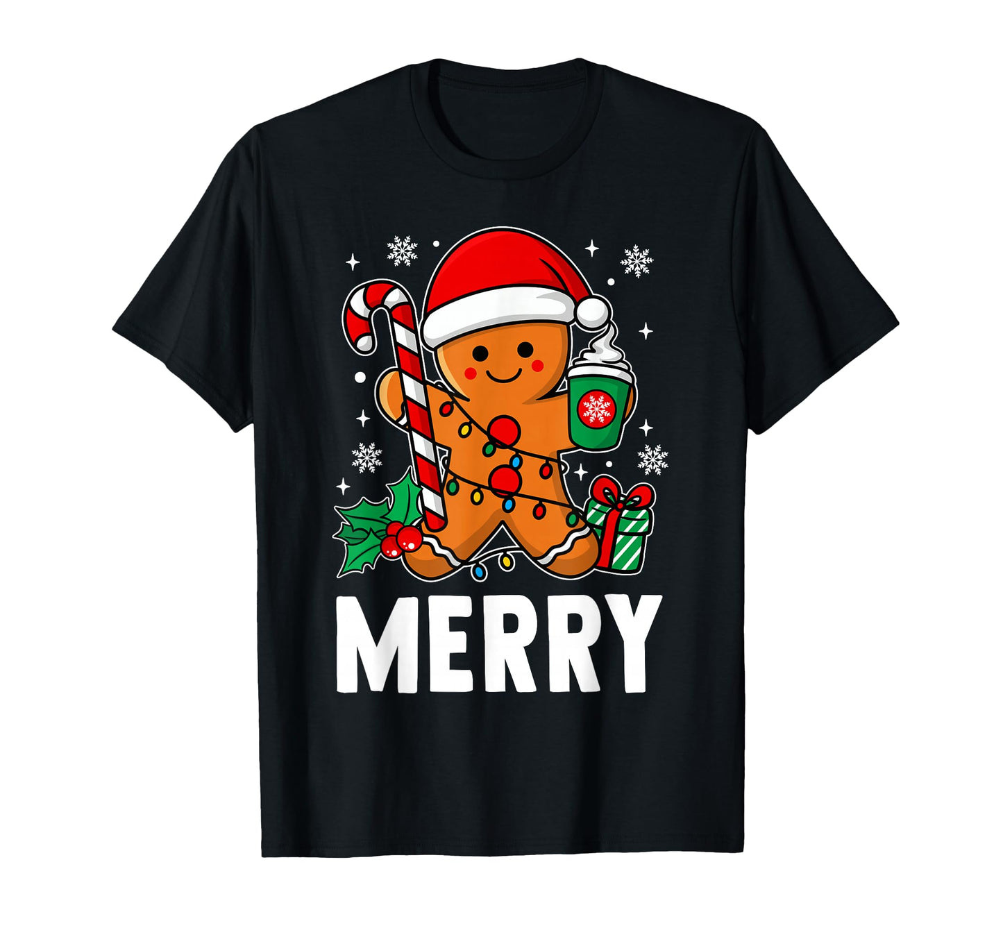 Merry Christmas Xmas Candy Cane Gingerbread Couples Pajama T-Shirt