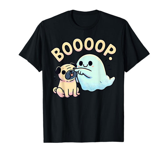 Funny Halloween Ghost Pug Boop Silly Puppy Dog Humor T-Shirt