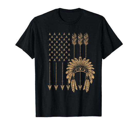 Funny Native American Flag Gift Cool USA Tribe Patriotic Women Girls Kids Men T-Shirt