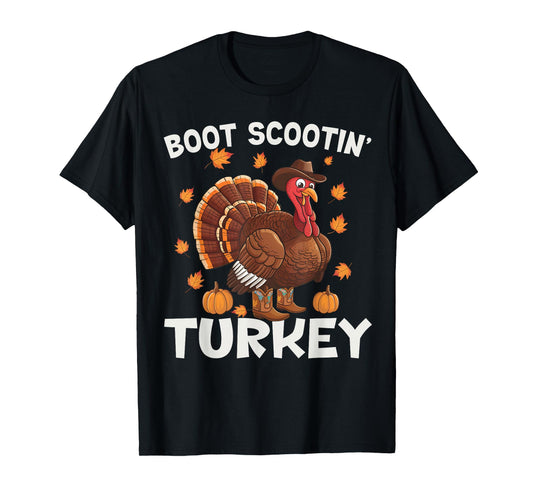 Western Turkey Rodeo Ride Horse Thanksgiving Tees Thanksgiving Turkey Boot Scootin Cowboy Turkey Western Rodeo T-Shirt