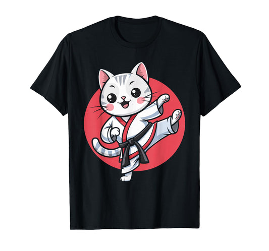 Japanese Cat Karate Kawaii jiu Jitsu Women Girls Kids T-Shirt