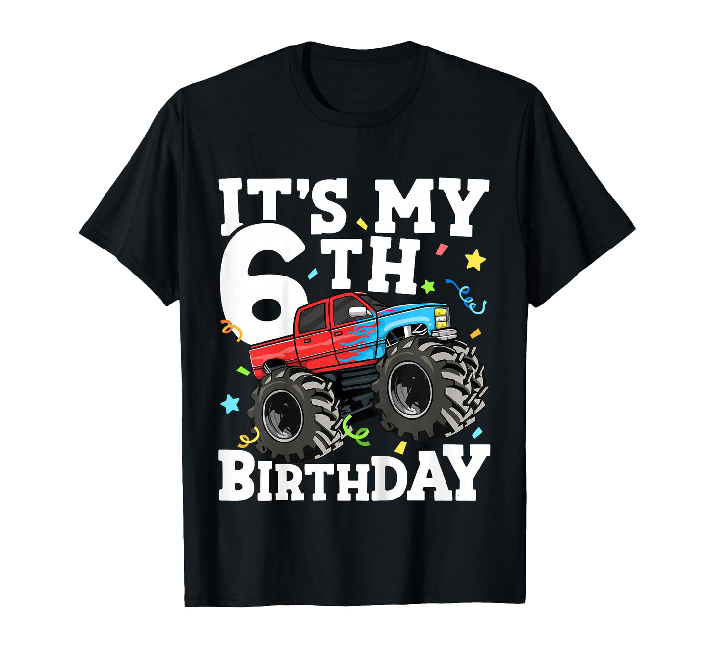 Kids Monster Truck It's My 6th Birthday Boy 6 T-Shirt