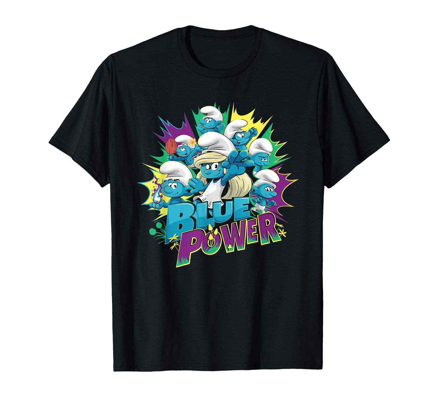 The Smurfs Movie Blue Power With Smurfette And No Name T-Shirt
