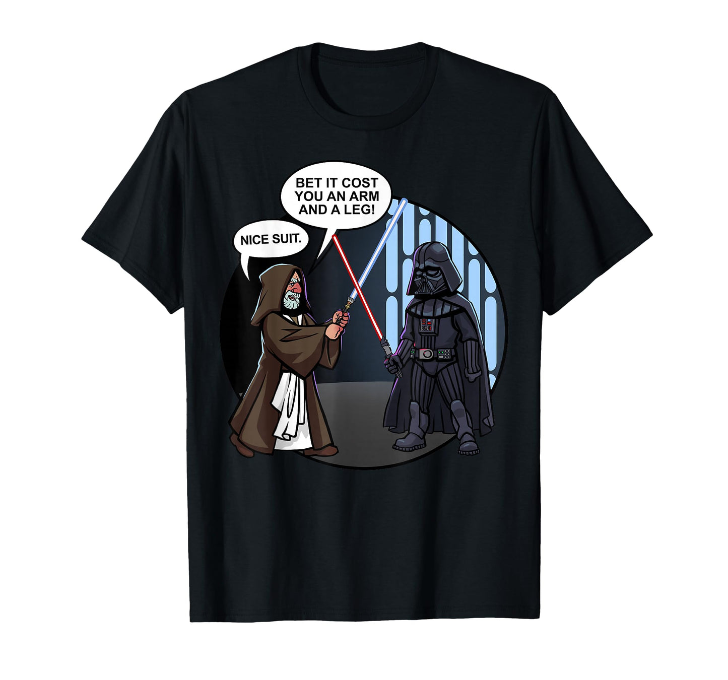 Star Wars Vader And Obi-Wan Nice Suit Text T-Shirt