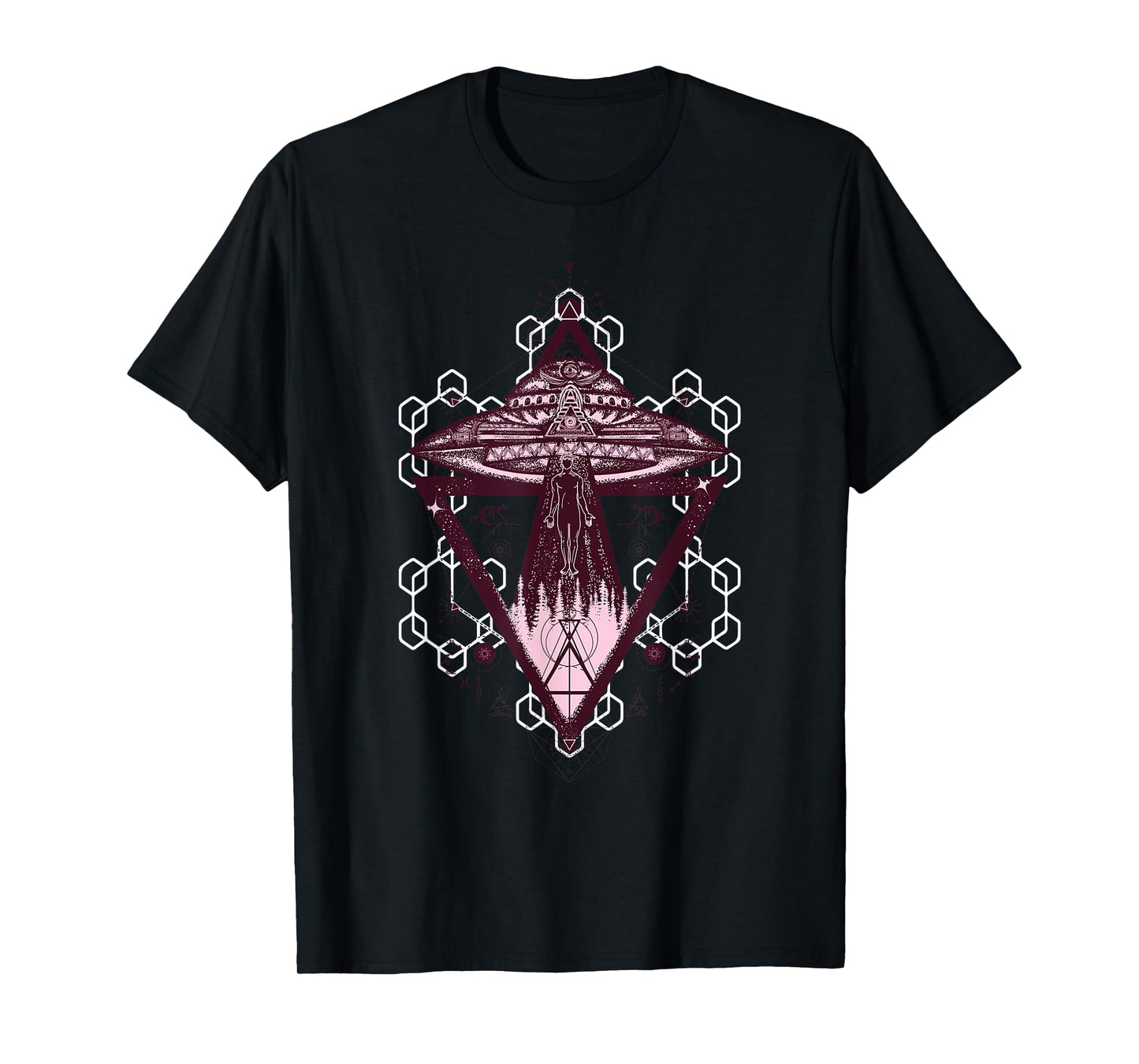 SACRED GEOMETRY T SHIRT Abstract Spiritual UFO Space Alien