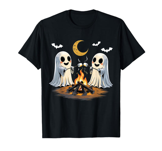 Ghosts Roasting Marshmallows Halloween Night Cute Novelty T-Shirt
