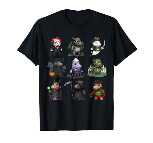 Cute Hippo Ghost Witch Zombie Halloween Costume T-Shirt
