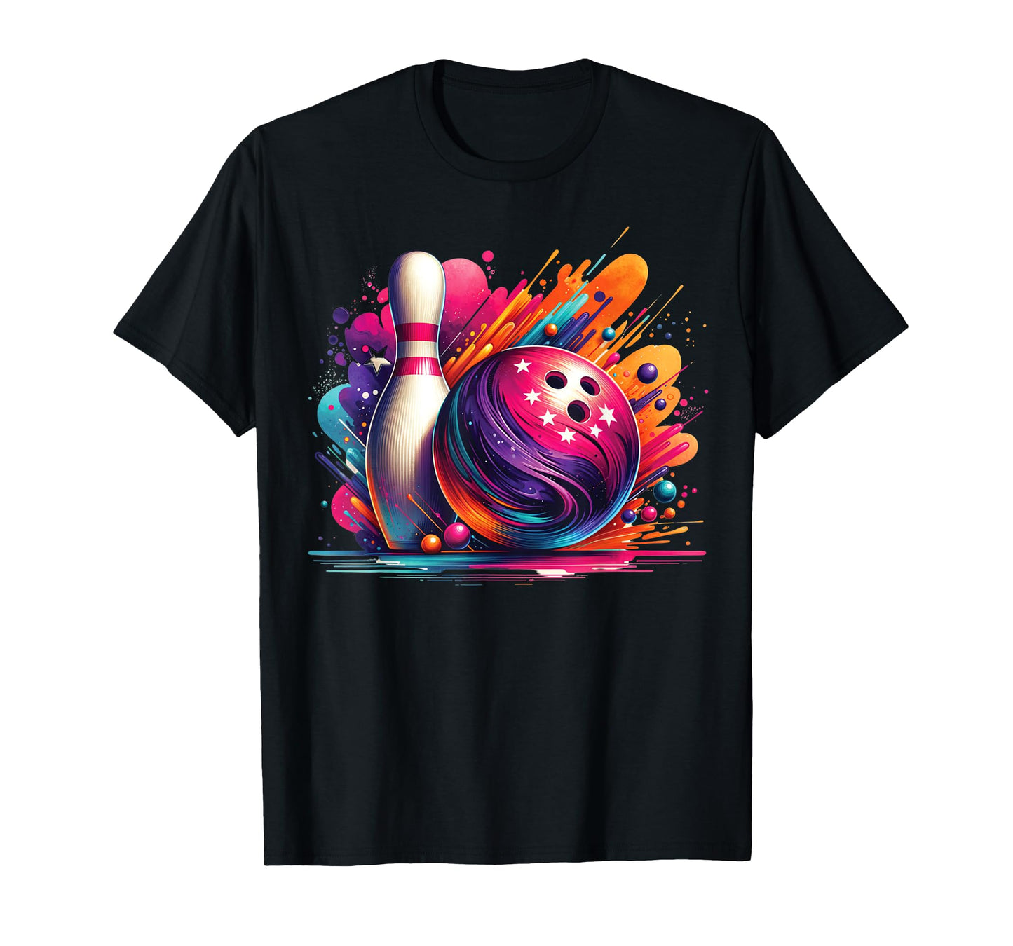 Colorful Bowling Game Day Cute Bowling Colorsplash Ball T-Shirt