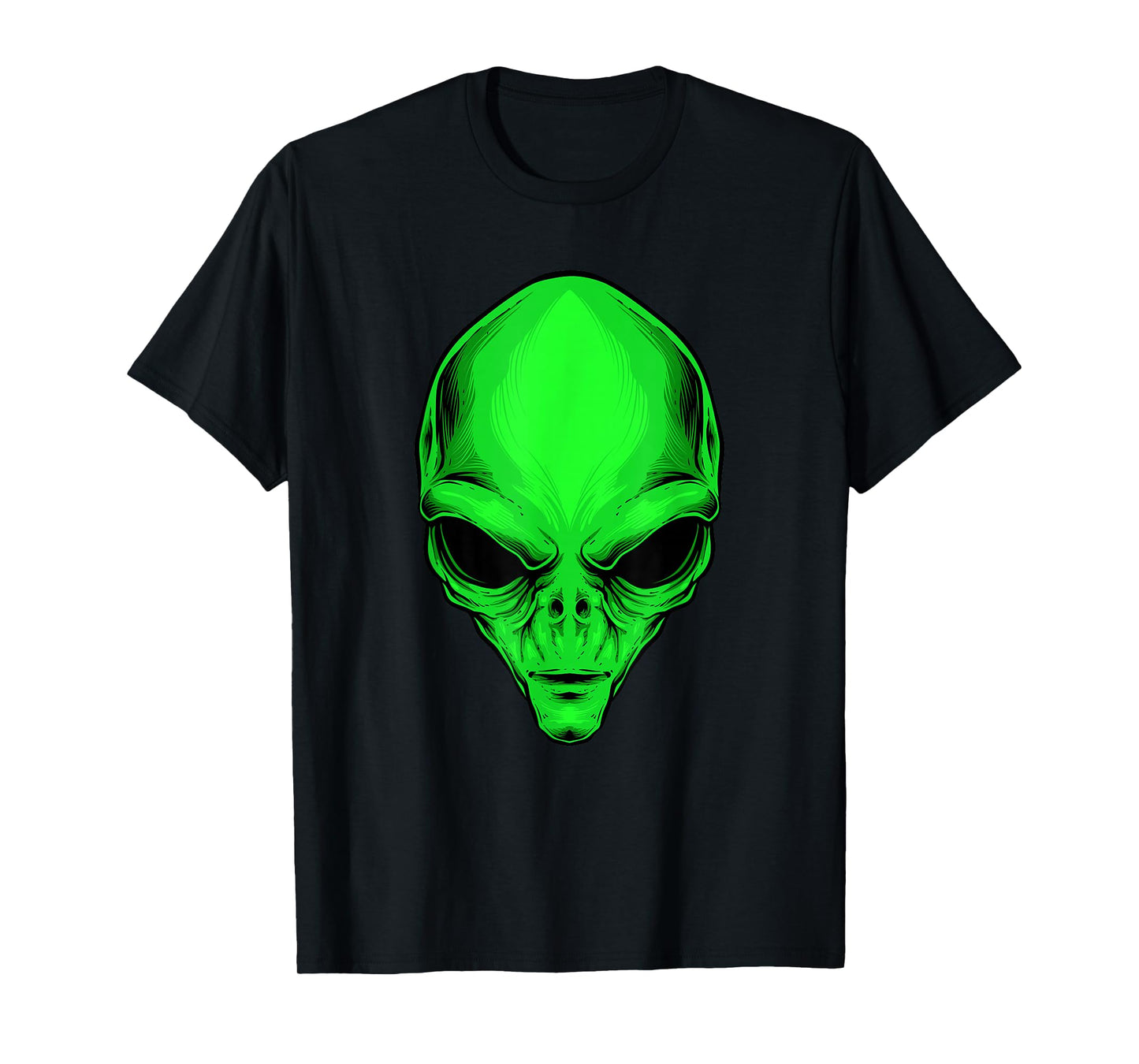 Green Alien Head Cartoon Funny Alien Costume T-Shirt