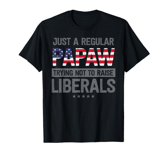mb Regular Papaw Not To Raise Liberals USA Flag Father's Day T-Shirt