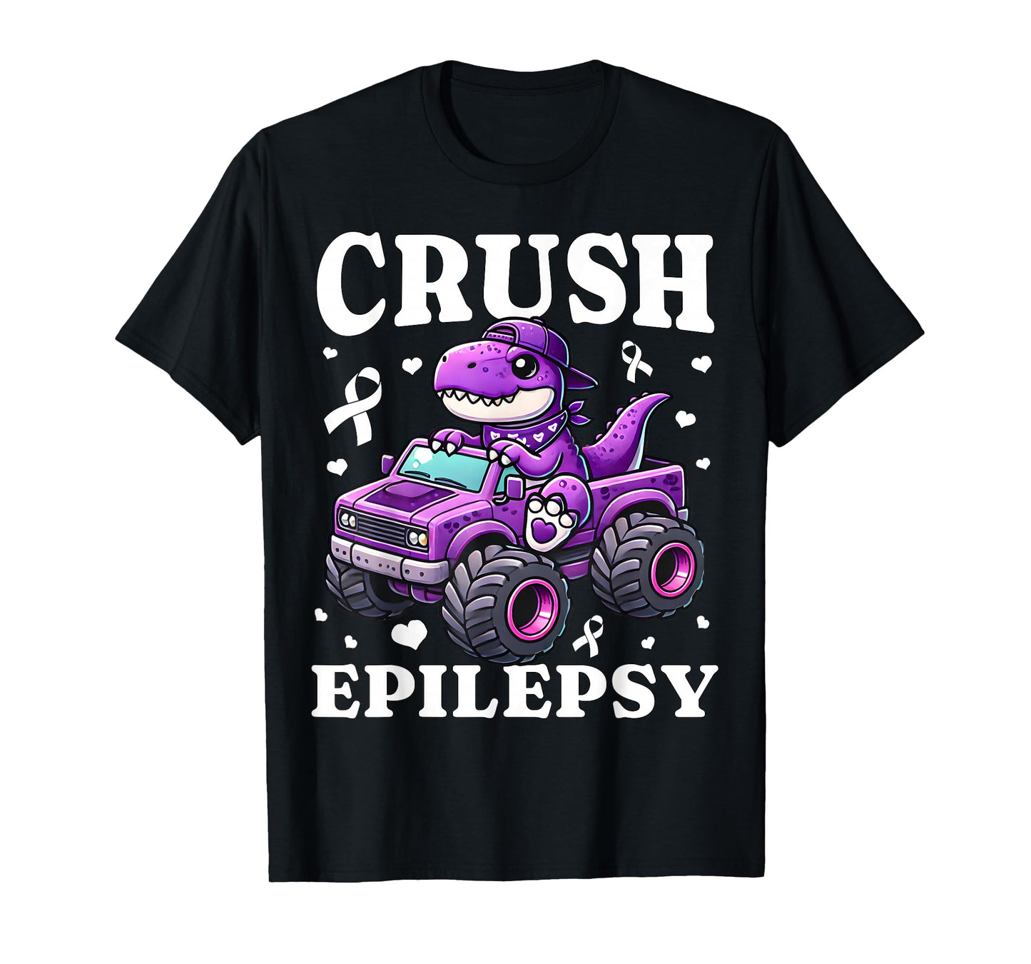 Crush Epilepsy Awareness For Kids Boys Girls Monster Truck T-Shirt