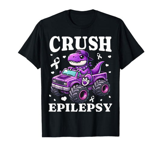 Crush Epilepsy Awareness For Kids Boys Girls Monster Truck T-Shirt