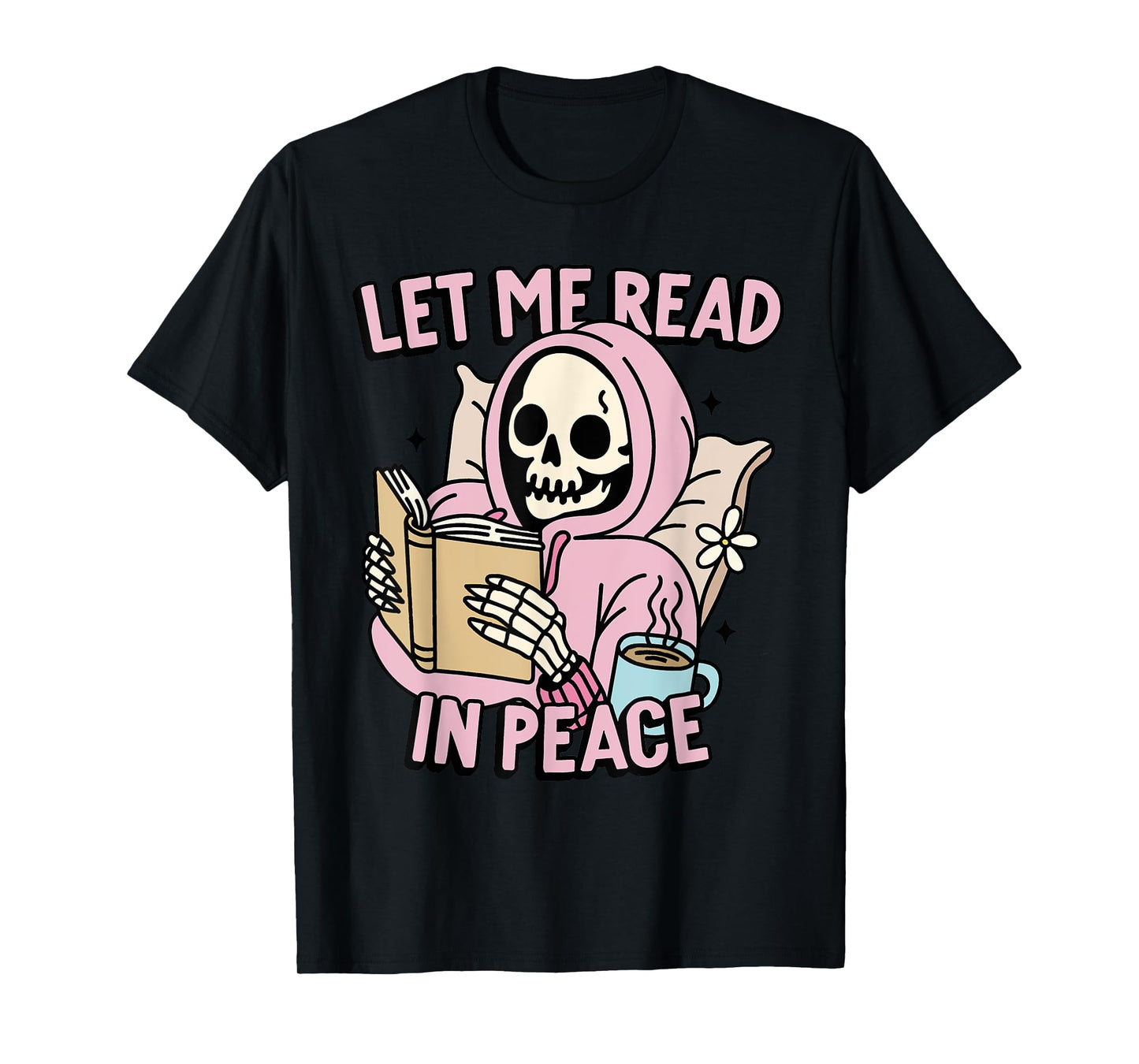 Let Me Read In Peace Funny Ghost Reading Book Halloween T-Shirt
