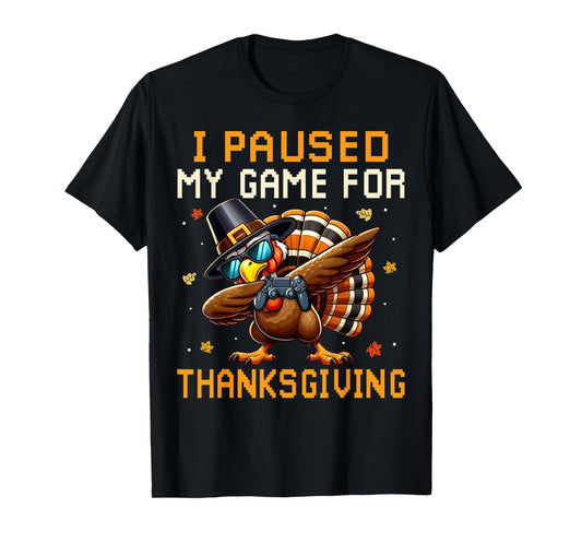 Dabbing Turkey Happy Thanksgiving Shirts for Gamer Boys Kids T-Shirt