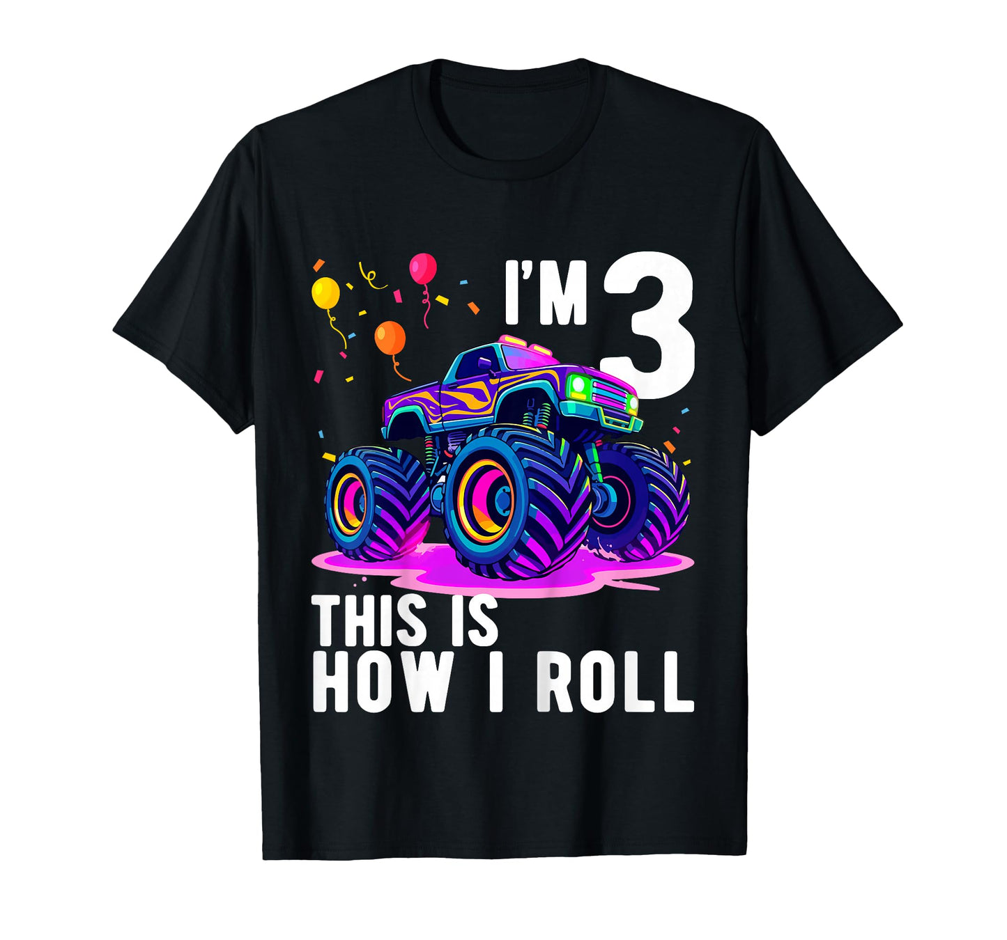 Kids Birthday Monster Truck 3 Year Old Boy 3rd Birthday Party T-Shirt